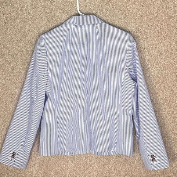 NWT J. Crew Factory cotton blazer notched lined blue white stripe blazer size 10 - Picture 2 of 12